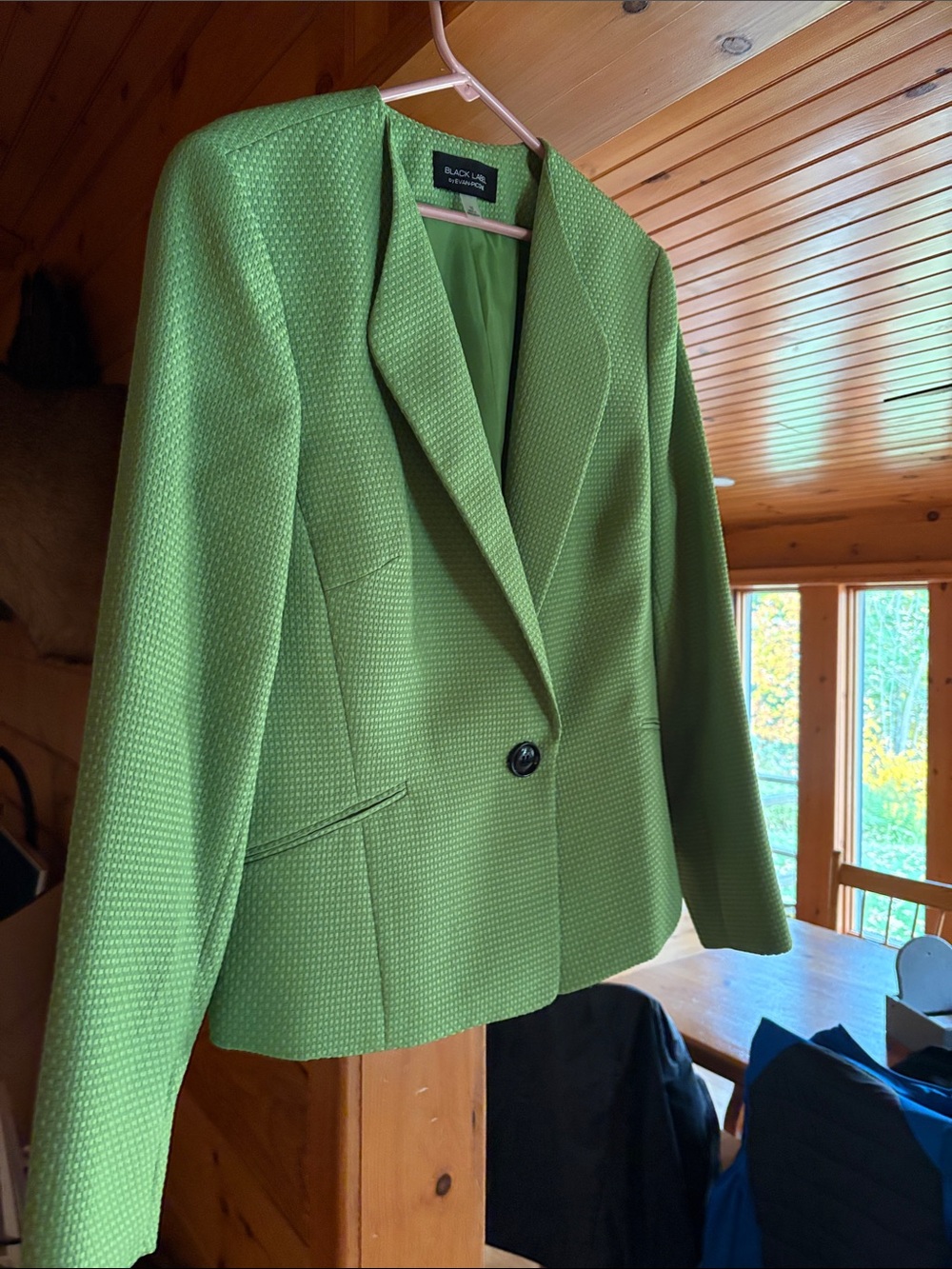 Black Label Green Textured Single-Button Blazer